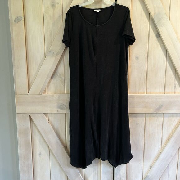 Pure Jill Womens Dress Medium Gray Linen Blend Minimalist Grunge Pockets Comfort - Picture 1 of 11